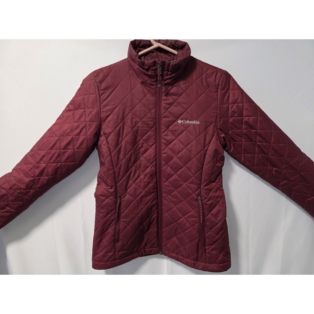 Columbia Jacket Women's XS Maroon Omni-Heat Hooded Quilted Zip Winter Outdoor